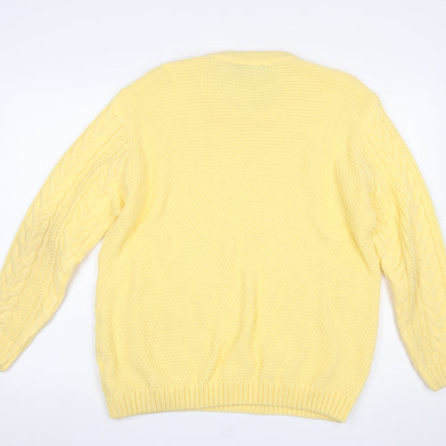 Envy Women’s Yellow Cable-Knit Acrylic Crew Neck Jumper L