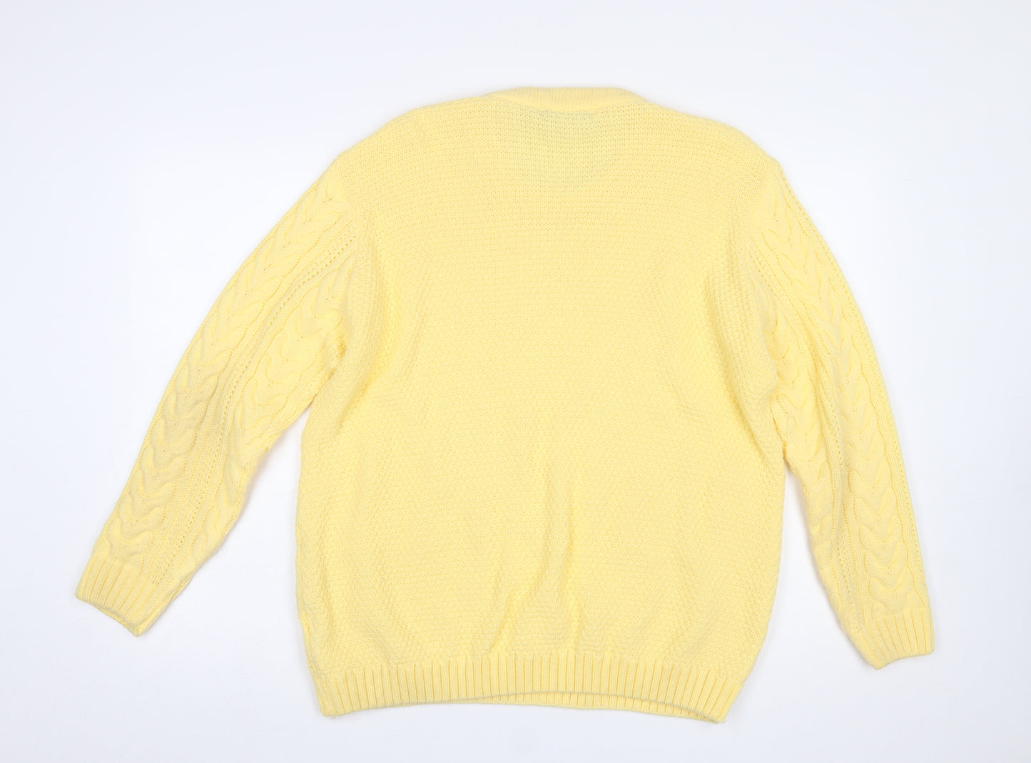 Envy Women’s Yellow Cable-Knit Acrylic Crew Neck Jumper L