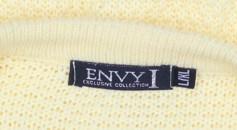 Envy Women’s Yellow Cable-Knit Acrylic Crew Neck Jumper L