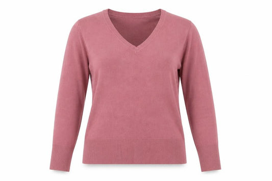 Front view of Dorothy Perkins Women Pink V-Neck Acrylic Knit Jumper, size 14