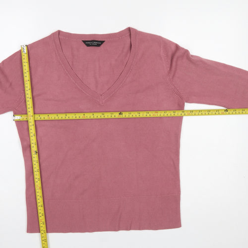 Dorothy Perkins Women Pink V-Neck Acrylic Knit Jumper Size 14