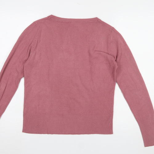 Dorothy Perkins Women Pink V-Neck Acrylic Knit Jumper Size 14