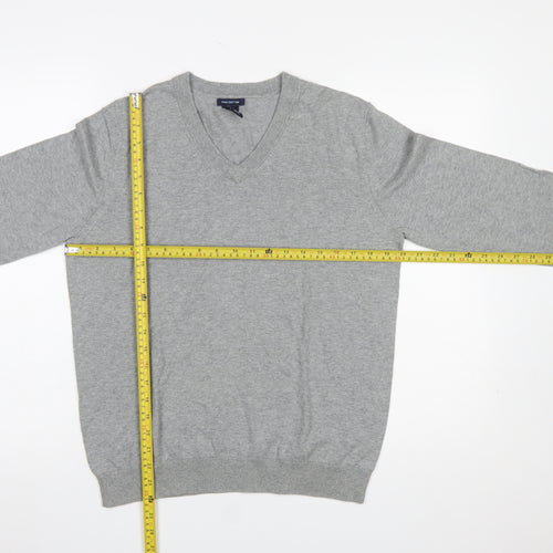 GAP Mens Grey V-Neck Cotton Pullover Jumper M Classic Knitwear
