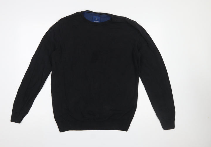 Tom Tailor Men’s Black XL Cotton Crew Neck Jumper