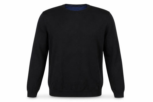 Front view of Tom Tailor Men’s Black XL Cotton Crew Neck Jumper