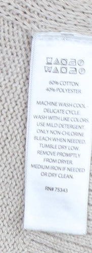 Tahari Women's Beige V-Neck Button Side Knit Jumper Size M