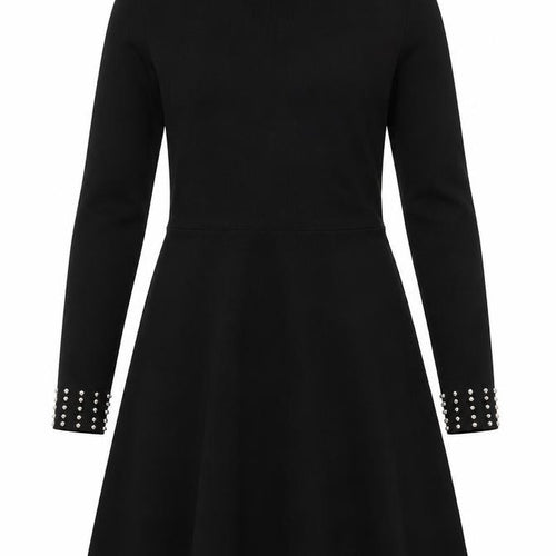 Lipsy Girls Black Beaded High Neck Long Sleeve Knit A-Line Dress 11-12 Years