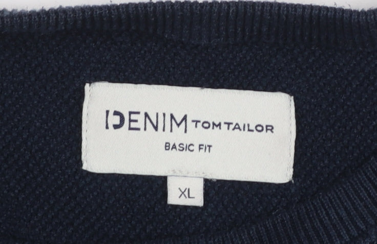 Tom Tailor Men’s Blue XL Crew Neck Classic Knit Jumper