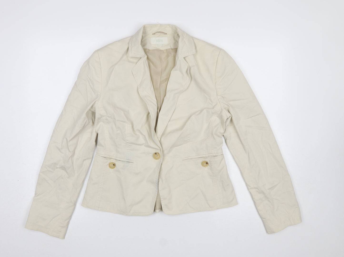 Marks and Spencer Women Beige Cotton Blazer UK 10 Classic Fit