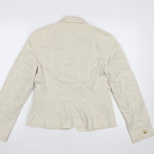 Marks and Spencer Women Beige Cotton Blazer UK 10 Classic Fit