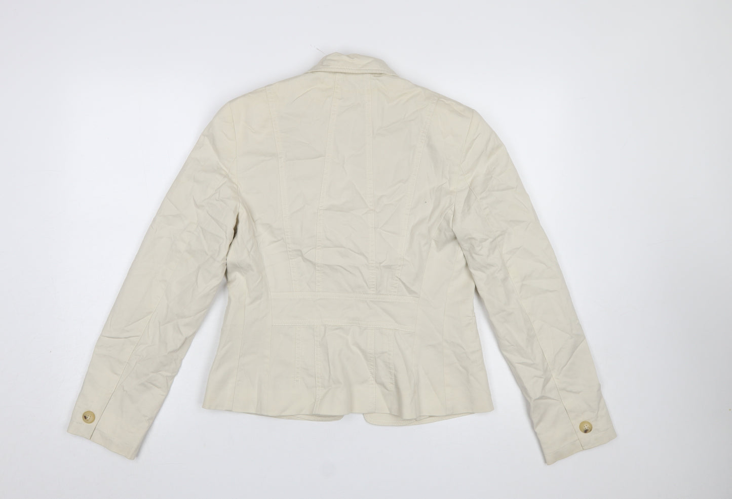 Marks and Spencer Women Beige Cotton Blazer UK 10 Classic Fit