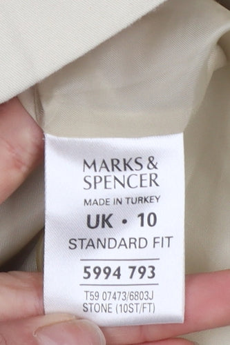 Marks and Spencer Women Beige Cotton Blazer UK 10 Classic Fit