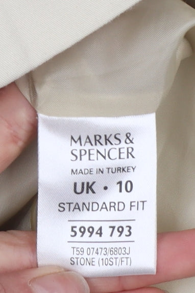 Marks and Spencer Women Beige Cotton Blazer UK 10 Classic Fit