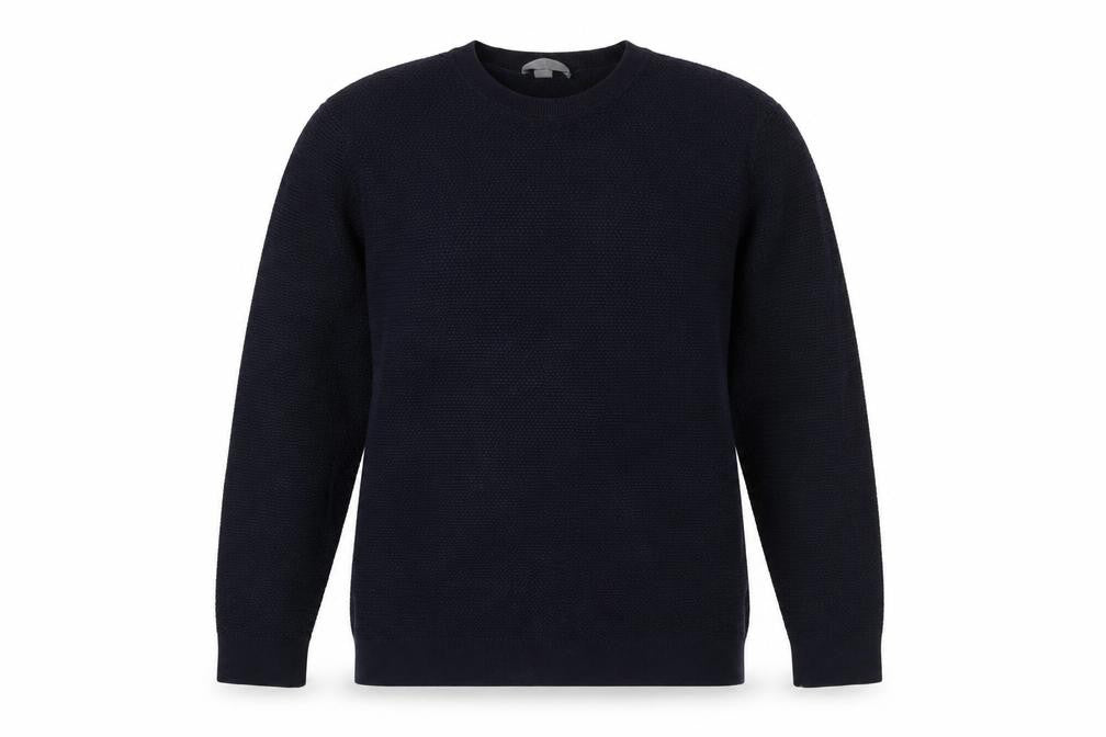 COS Men’s Blue Cotton Waffle-Knit Crew Neck Jumper XL