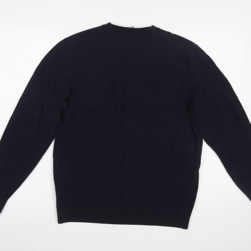 COS Men’s Blue Cotton Waffle-Knit Crew Neck Jumper XL