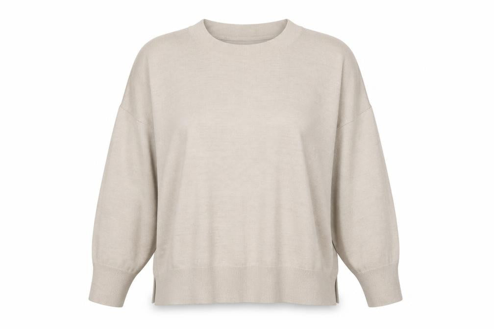 Front view of Oasis Petite Women’s Beige L Pullover Knit Jumper Relaxed Fit