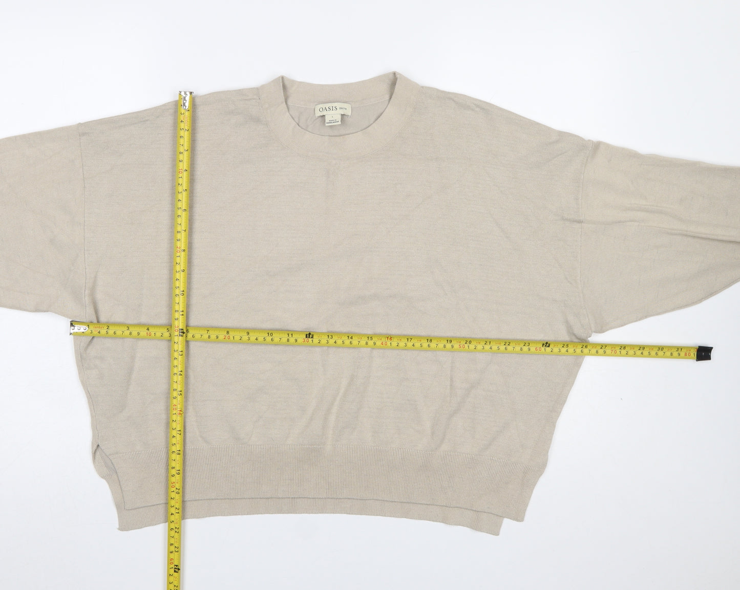 Oasis Petite Women’s Beige L Pullover Knit Jumper Relaxed Fit