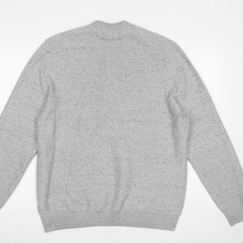 Marks and Spencer Men's Grey L 1/2 Zip Cotton Blend Jumper