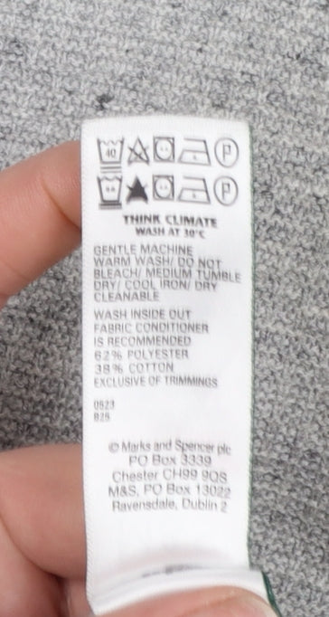 Marks and Spencer Men's Grey L 1/2 Zip Cotton Blend Jumper