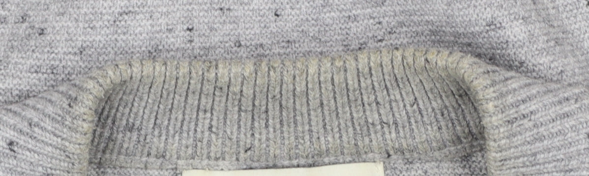 Marks and Spencer Men's Grey L 1/2 Zip Cotton Blend Jumper