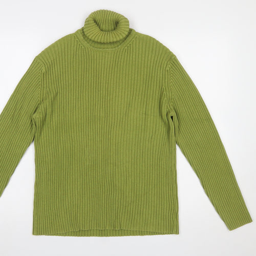 GAP Women's Green Roll Neck Rib Knit Cotton Jumper XL