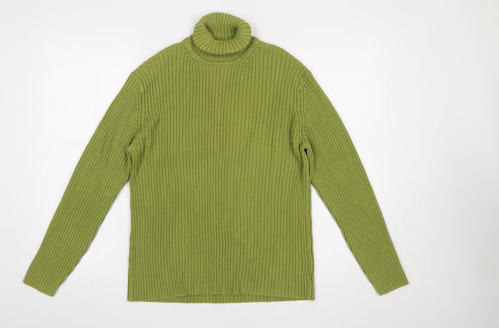 GAP Women's Green Roll Neck Rib Knit Cotton Jumper XL