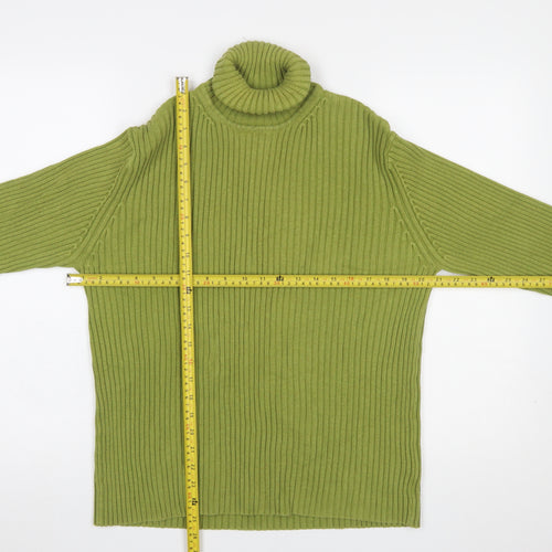 GAP Women's Green Roll Neck Rib Knit Cotton Jumper XL
