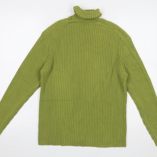 GAP Women's Green Roll Neck Rib Knit Cotton Jumper XL