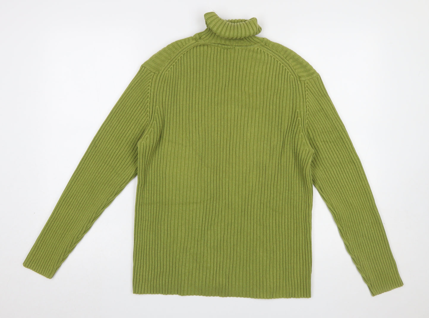 GAP Women's Green Roll Neck Rib Knit Cotton Jumper XL