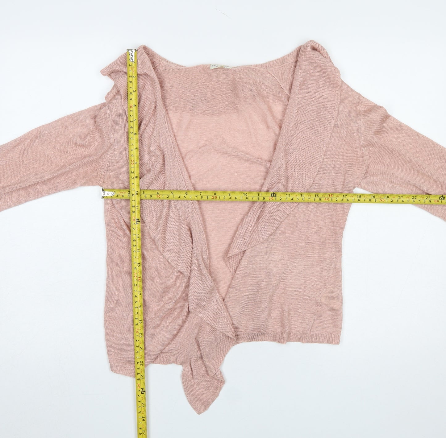Phase Eight Women Pink Linen Blend Ruffle Open Cardigan M