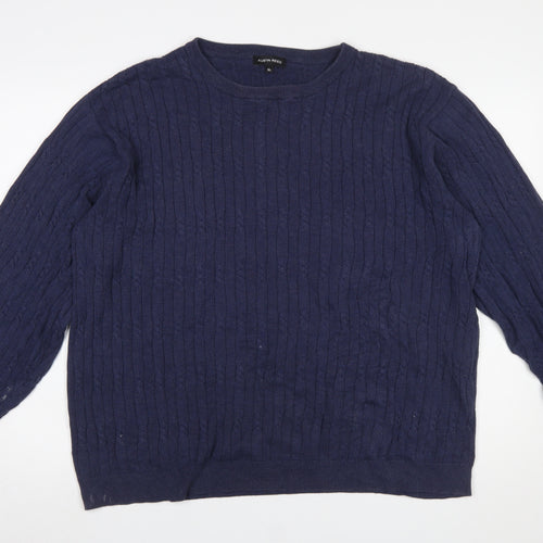 Austin Reed Men's Blue Cable-Knit Cotton Jumper XL