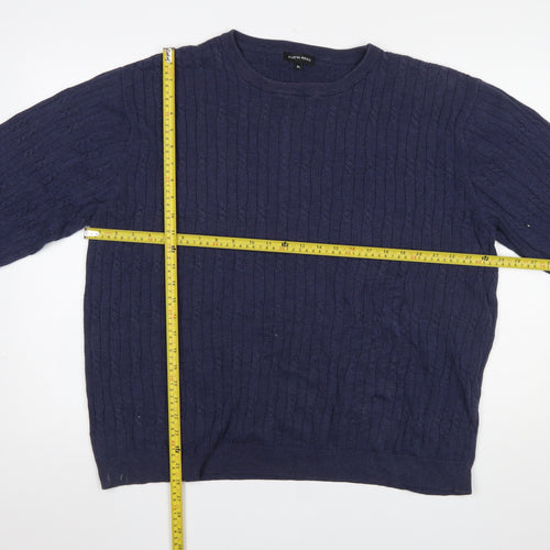 Austin Reed Men's Blue Cable-Knit Cotton Jumper XL