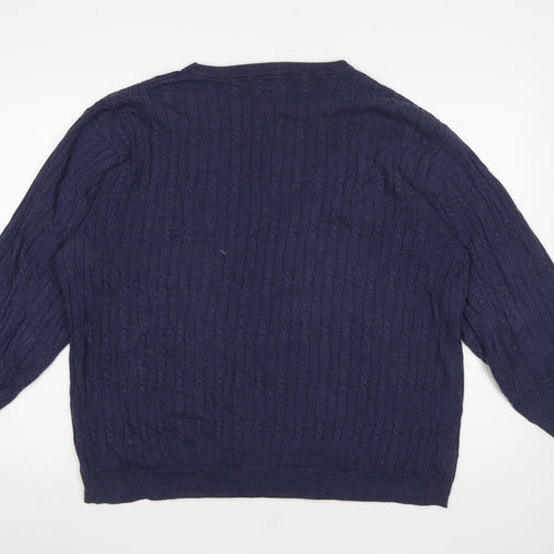 Austin Reed Men's Blue Cable-Knit Cotton Jumper XL