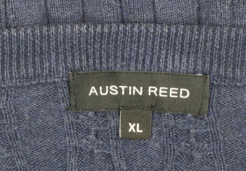 Austin Reed Men's Blue Cable-Knit Cotton Jumper XL