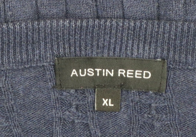 Austin Reed Men's Blue Cable-Knit Cotton Jumper XL