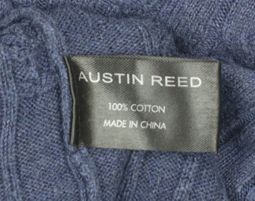 Austin Reed Men's Blue Cable-Knit Cotton Jumper XL