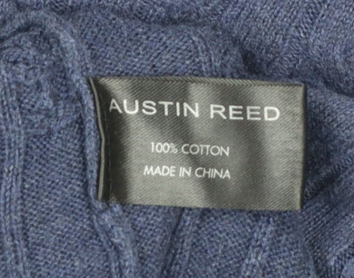 Austin Reed Men's Blue Cable-Knit Cotton Jumper XL