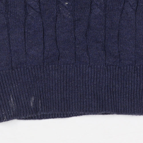 Austin Reed Men's Blue Cable-Knit Cotton Jumper XL