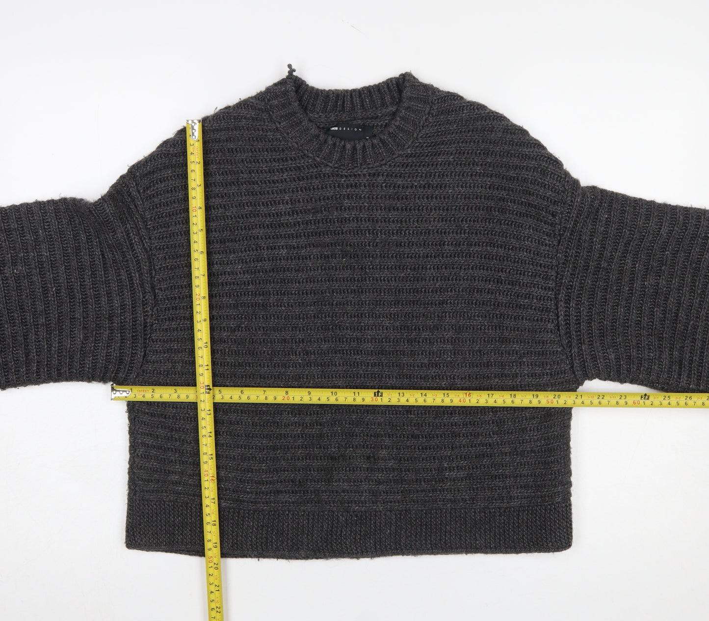 ASOS DESIGN Women’s Grey Chunky Knit Pullover Jumper Size S