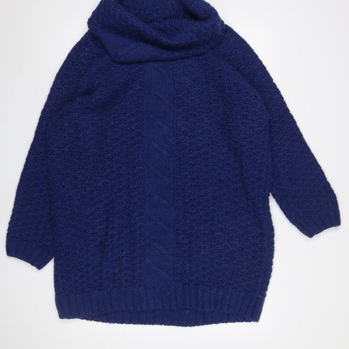 Tu Women's Blue Cowl Neck Chunky Knit Jumper Size 16