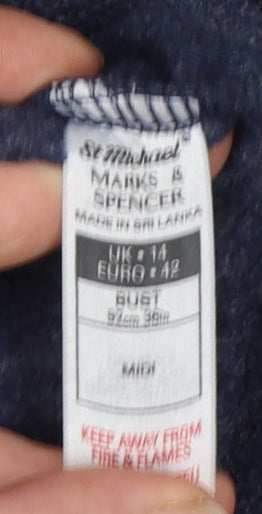 Marks and Spencer Womens Blue Size 14 Midi Shift Dress