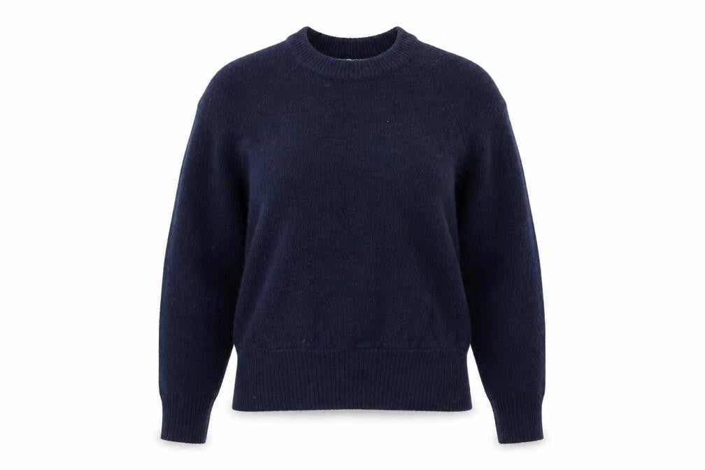 Front view of Zara Women Blue Crew Neck Long Sleeve Knit jumper, size 8