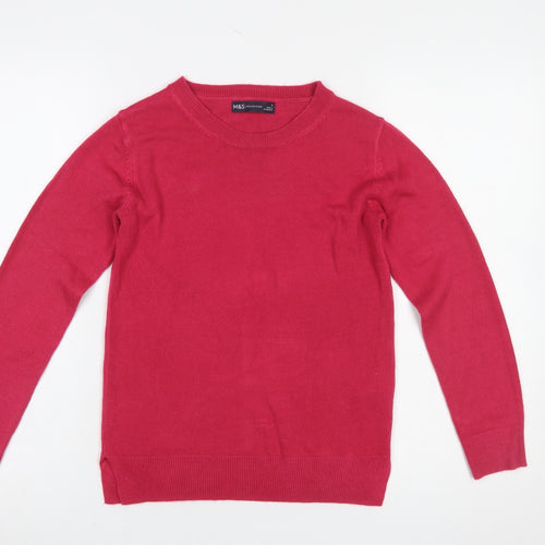 Marks and Spencer Women's Red Acrylic Crew Neck Jumper Size 6