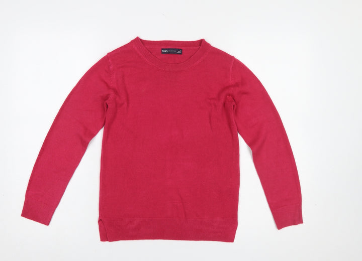 Marks and Spencer Women's Red Acrylic Crew Neck Jumper Size 6