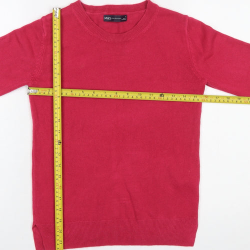 Marks and Spencer Women's Red Acrylic Crew Neck Jumper Size 6