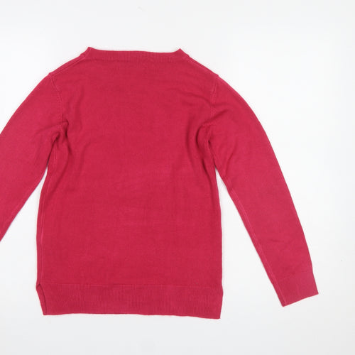 Marks and Spencer Women's Red Acrylic Crew Neck Jumper Size 6