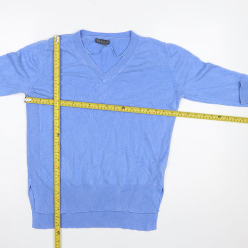 Primark Women's Blue V-Neck Acrylic Jumper Size S