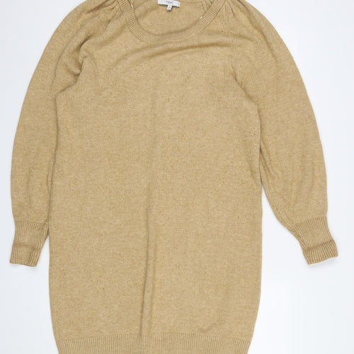 Next Women Beige Wool Blend Long Sleeve Jumper Dress M
