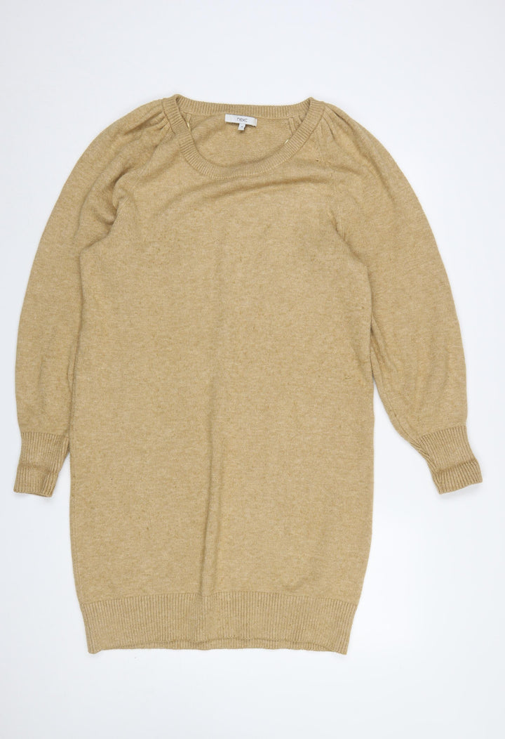Next Women Beige Wool Blend Long Sleeve Jumper Dress M