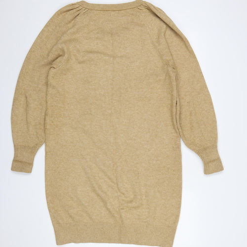 Next Women Beige Wool Blend Long Sleeve Jumper Dress M